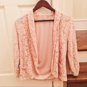 Soft Pink Floral Lace Patterned Jacket